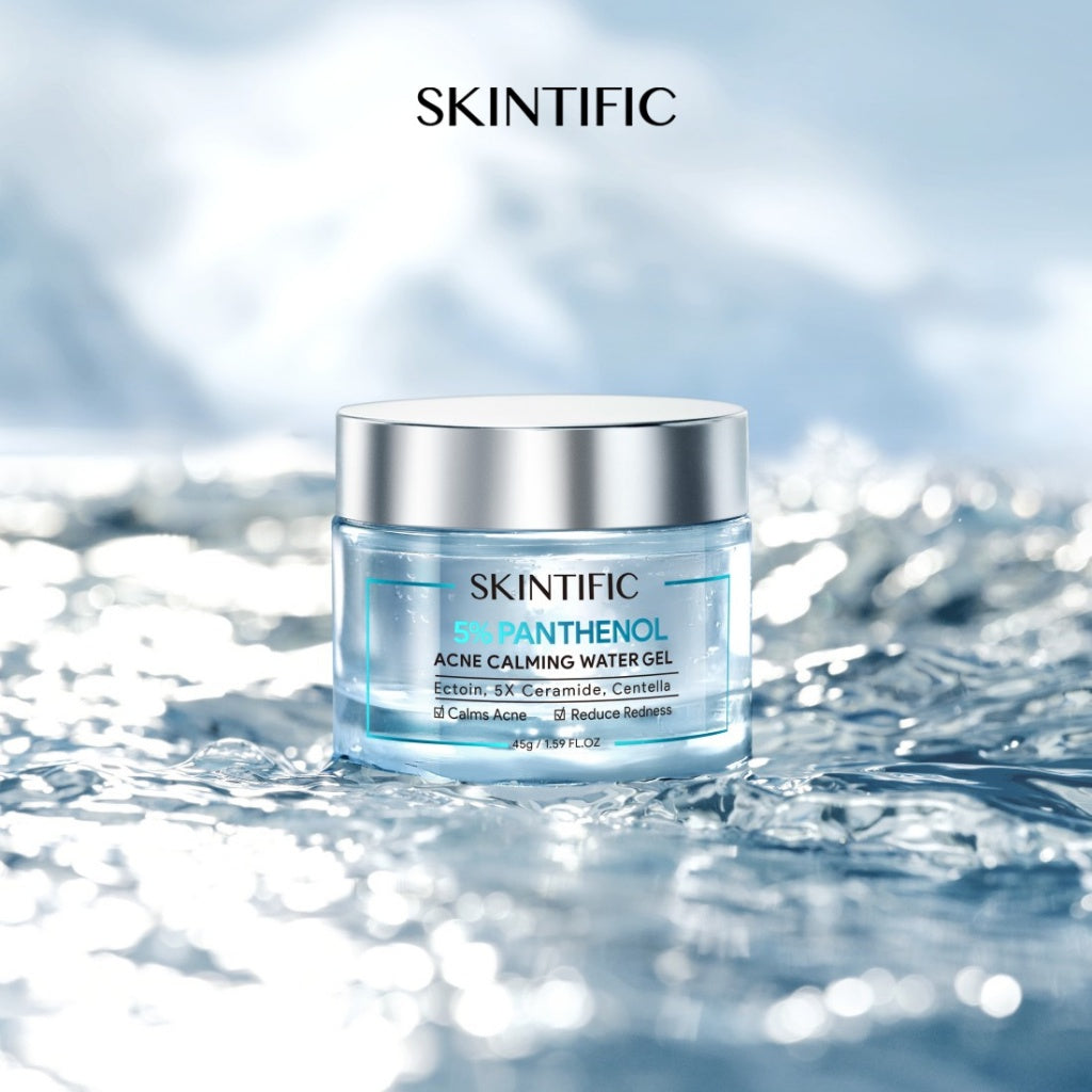 SKINTIFIC 5% Panthenol Acne Calming Water Gel Moisturizer 45g Gentle Gel Cleanser 80m