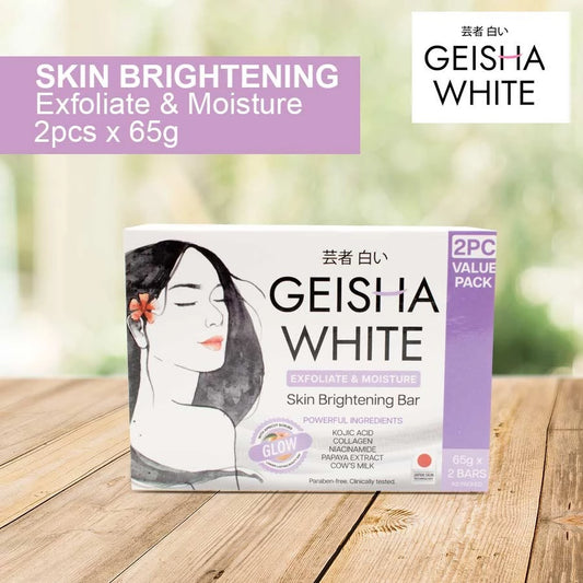 Geisha White GLOW, Exfoliate & Moisture, Skin Brightening Bar 65gx2
