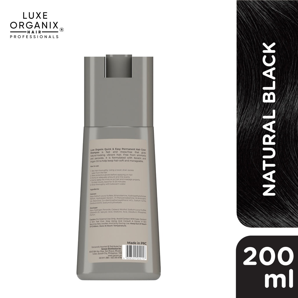 Luxe Organix Hair Color Shampoo Natural Black 200ml