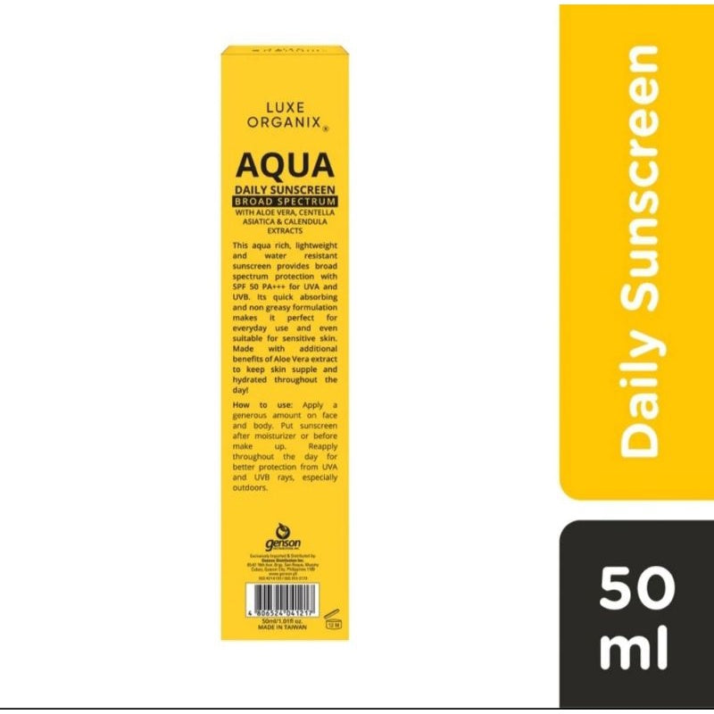 Luxe Organix Aqua Daily Sunscreen Broad Spectrum 50ml