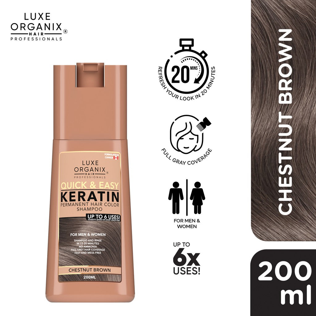 Luxe Organix Hair  Color  Shampoo Chestnut Brown 200ML