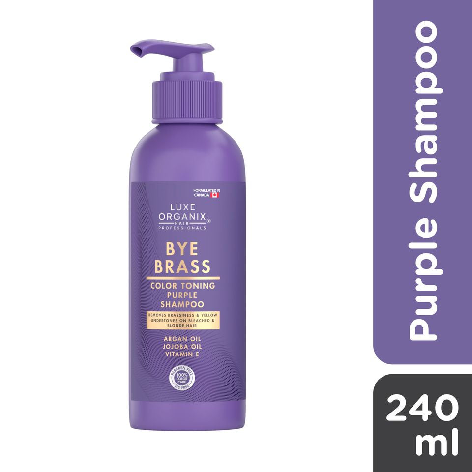 Luxe Organix Bye Brass Purple Shampoo 210ml color toning