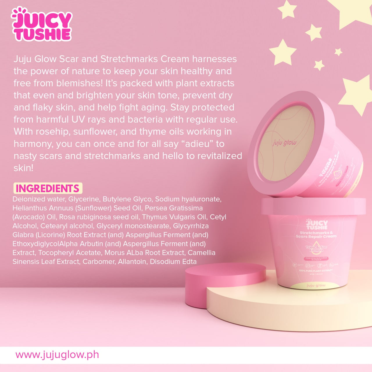 Juicy Tushie by Juju Glow Stretchmarks and Scars Repair Cream
