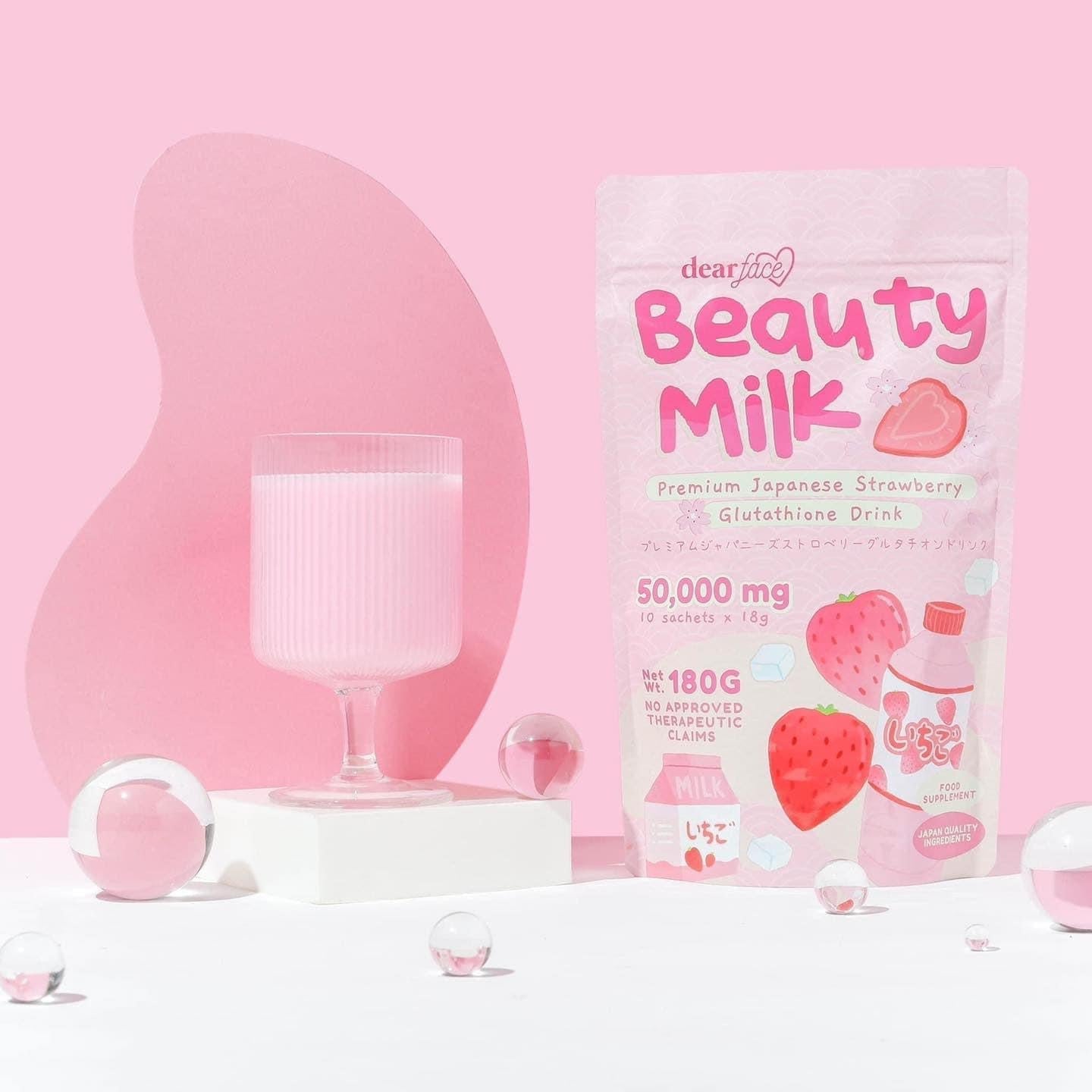 Dear Face Beauty Milk Ichigo Premium Japanese Strawberry Glutathione Drink
