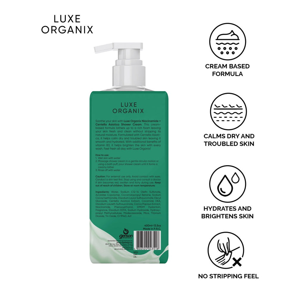 Luxe Organix Niacinamide +Centella Asiatica + Papaya Extract Shower Cream 400ml
